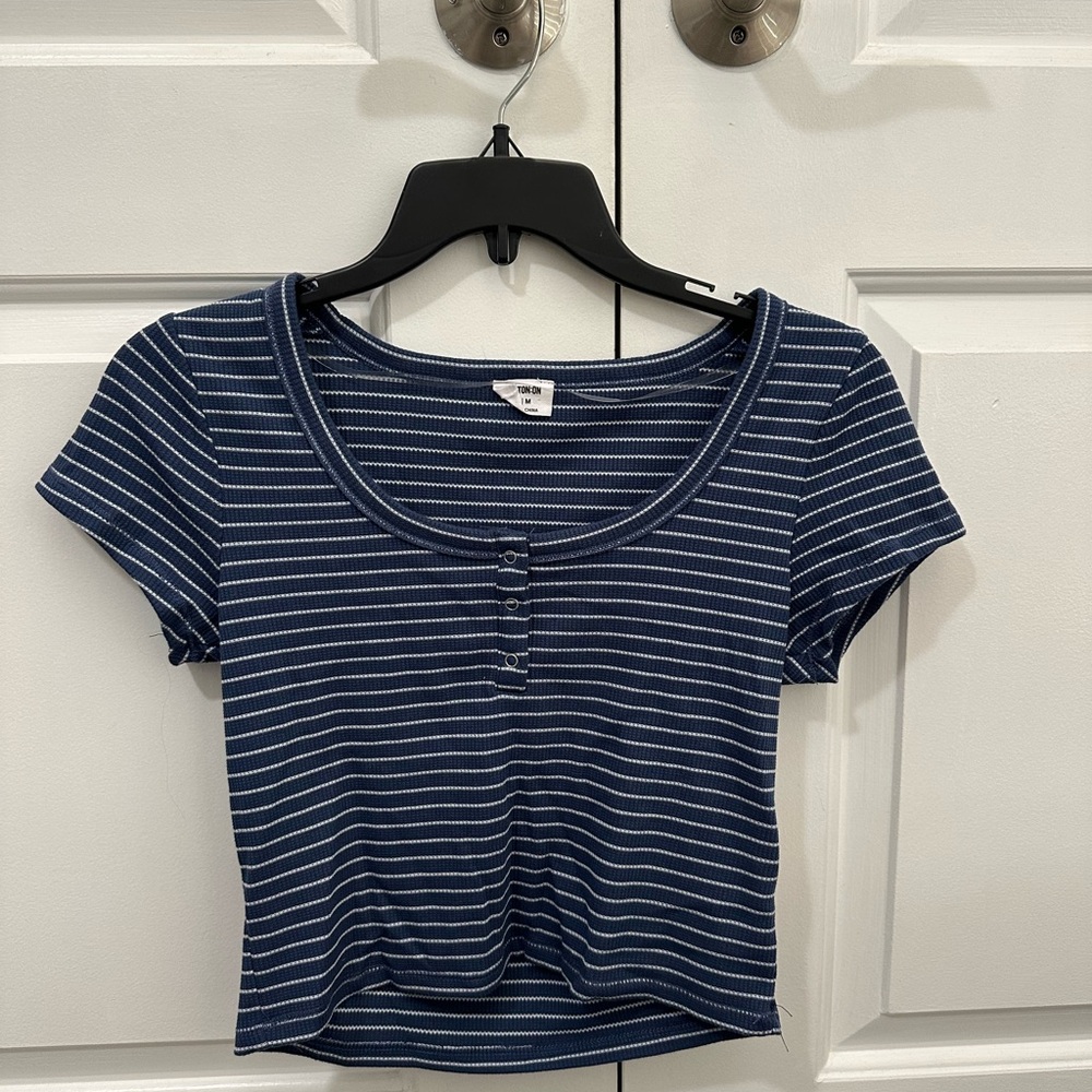 Cotton On Striped Blue Crop Top